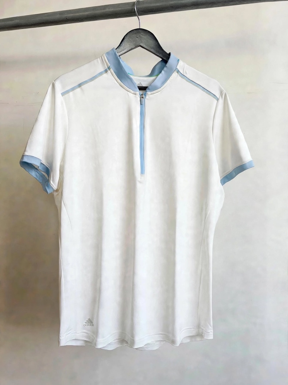 Adidas Golf Climacool Zip Polo White Blue Short Sleeve Women’s XL